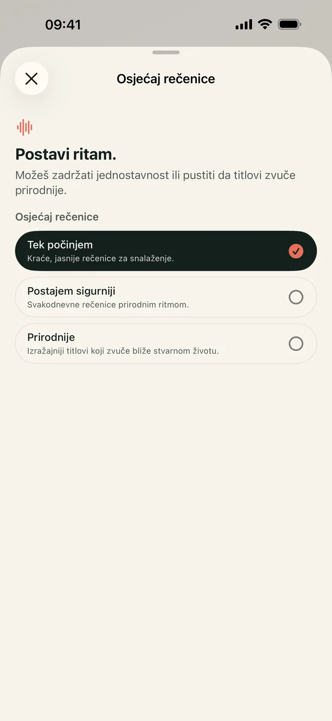 Tri Kapio stila rečenice za odabir količine jezika koju želite susresti u trenutku