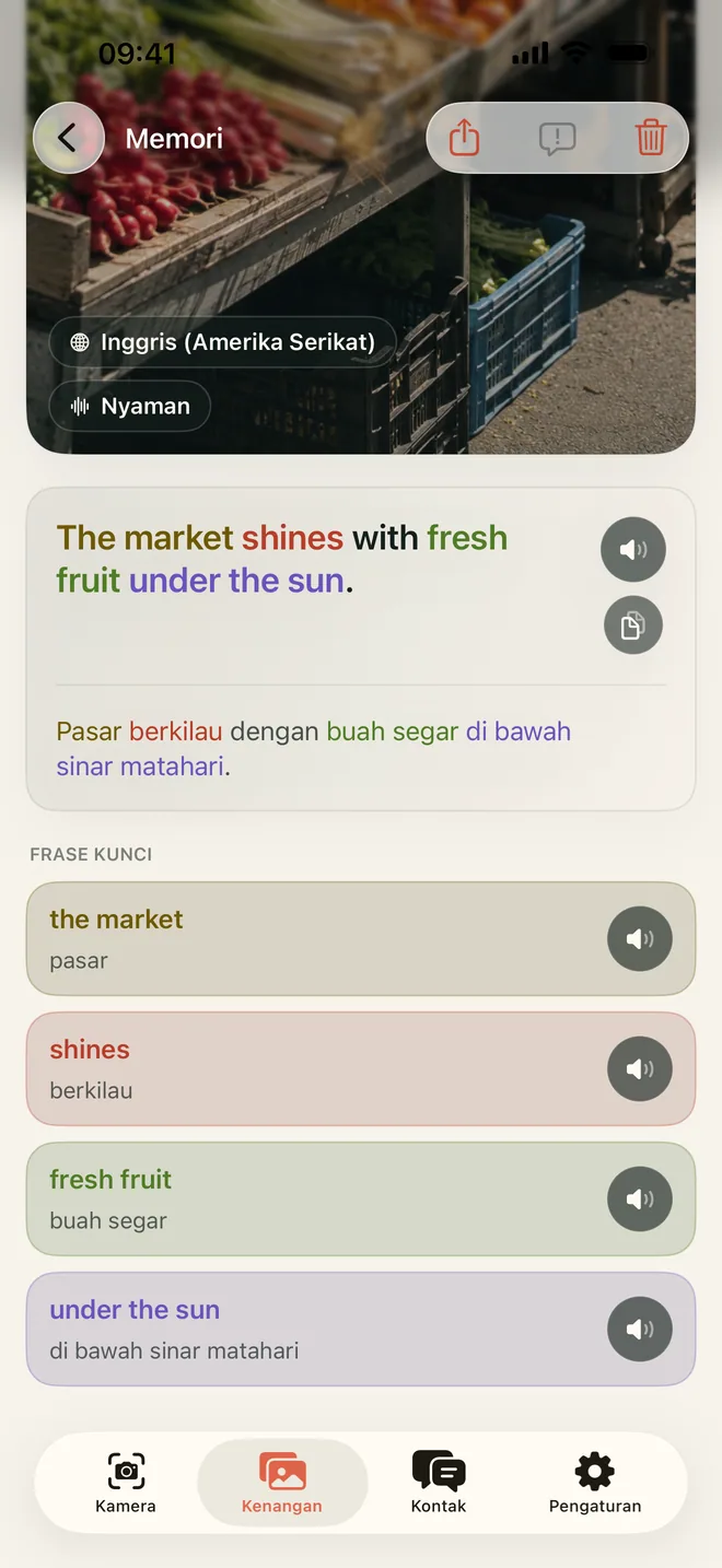 Kenangan Kapio yang disimpan bersama kalimat, arti, dan frasa kunci yang tersedia