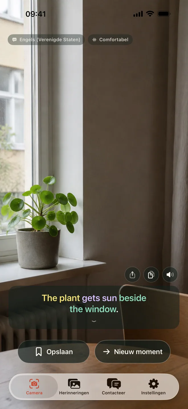 Kapio op iPhone toont een natuurlijke Franse zin voor een alledaagse camerascène