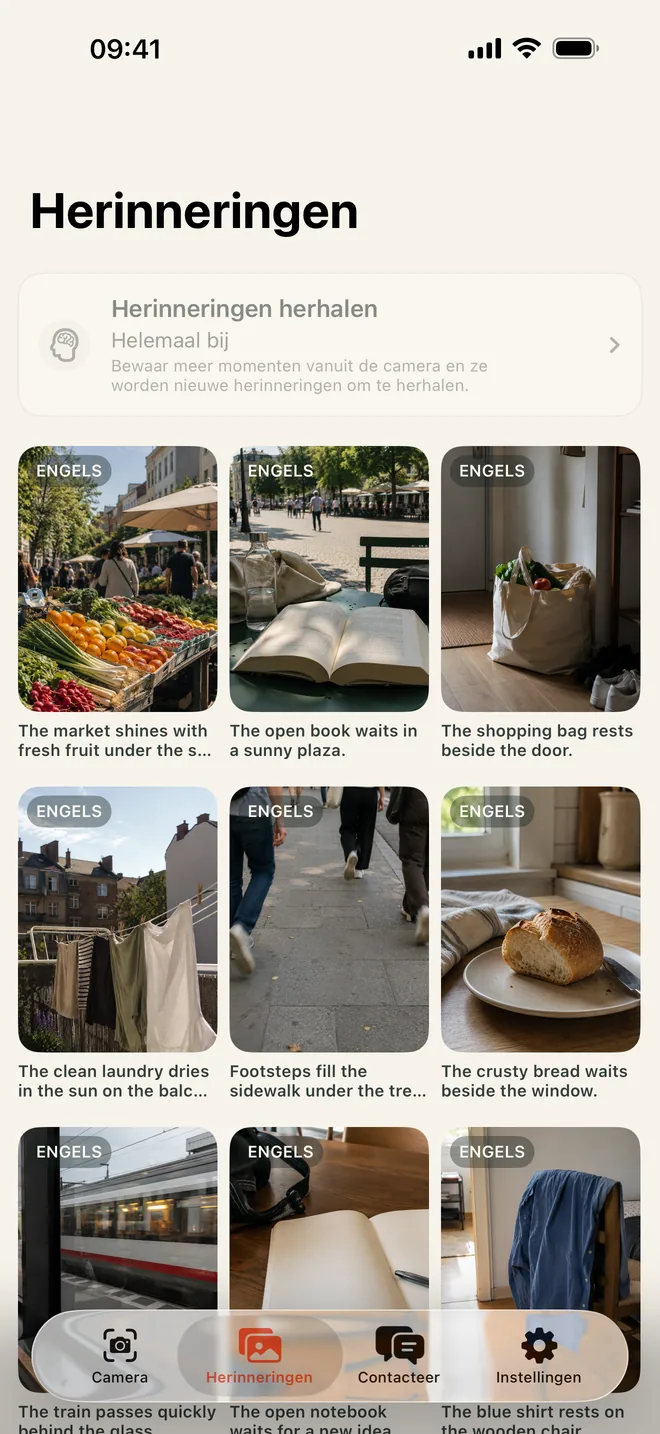 Kapio op iPhone met de galerij van bewaarde Herinneringen