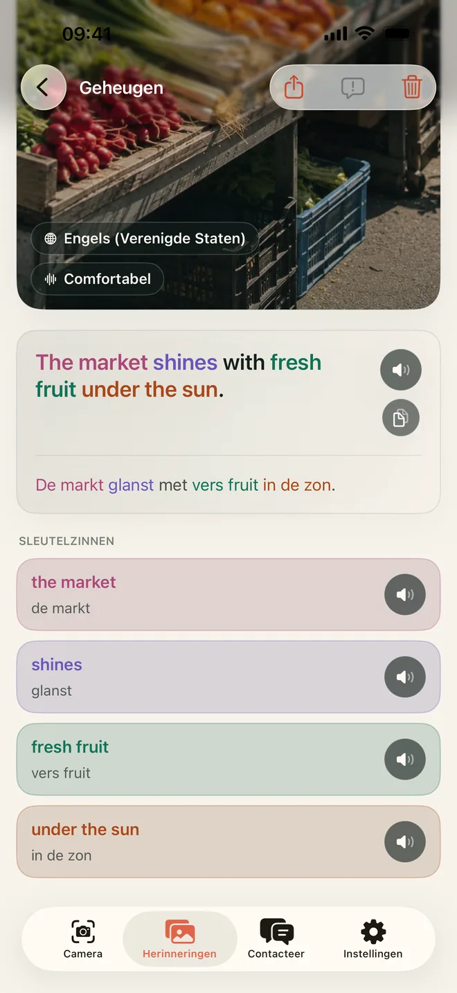 Een bewaarde Kapio-Herinnering met de zin, betekenis en beschikbare sleutelzinnen