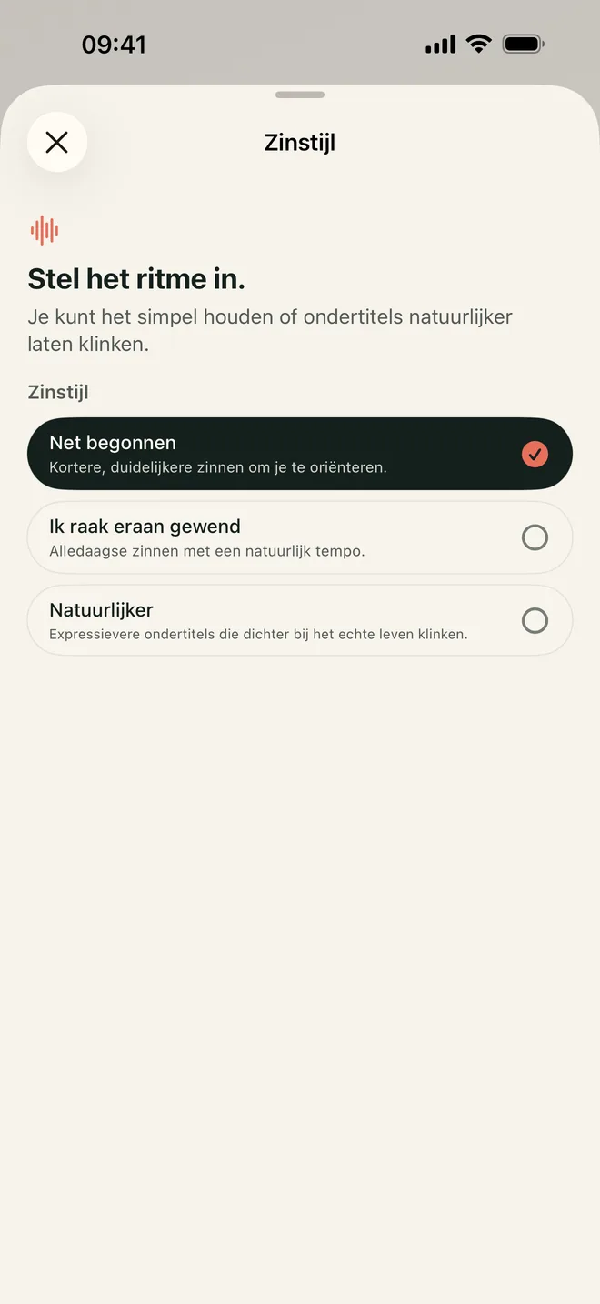 Kapio’s drie zinstijlen om te kiezen hoeveel taal je in een moment wilt ontmoeten